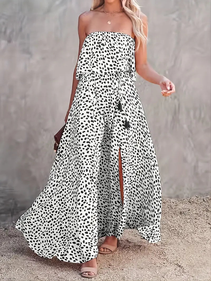 Full Printed Split Thigh Dress